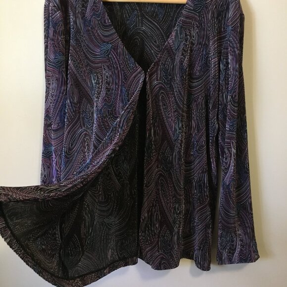 90s Retro Paisley Whimsigoth Crimped Crushed Clasp Closure Open Cardigan - Picture 5 of 16